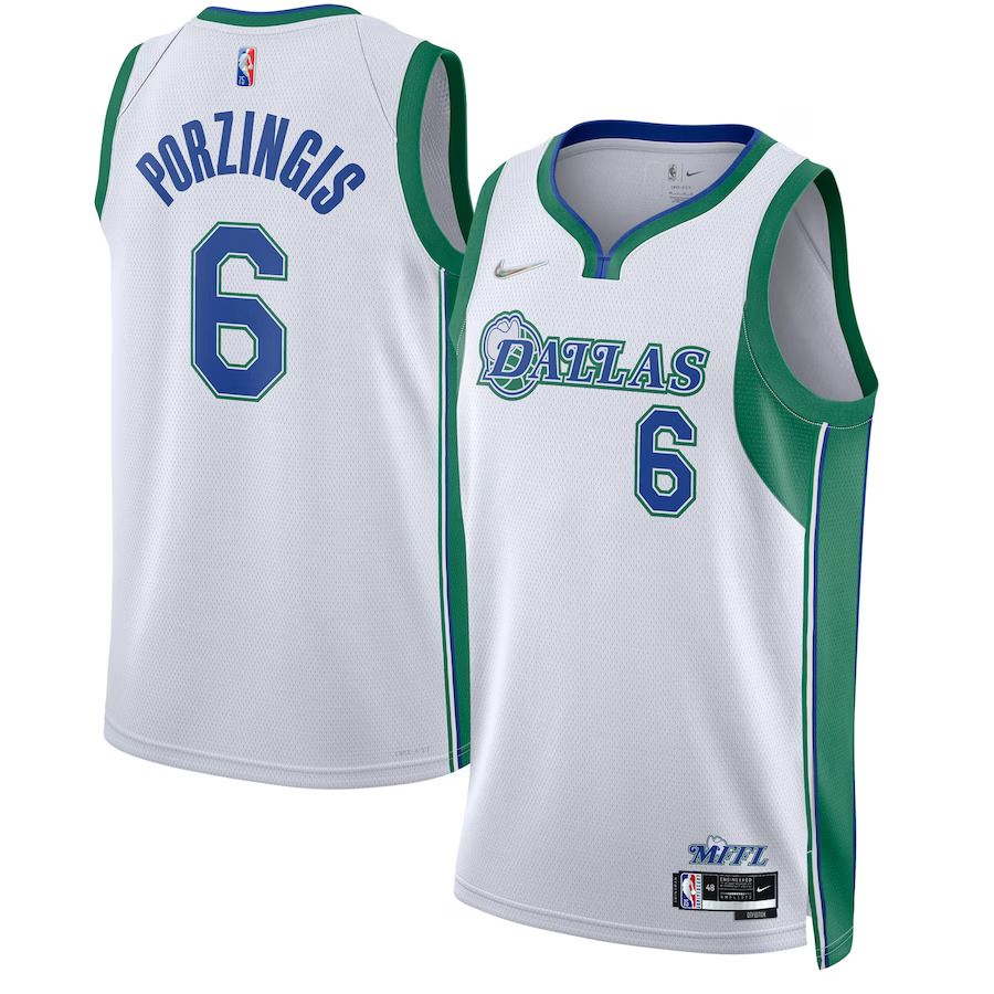 Men Dallas Mavericks 6 Kristaps Porzingis Nike White City Edition Swingman NBA Jersey